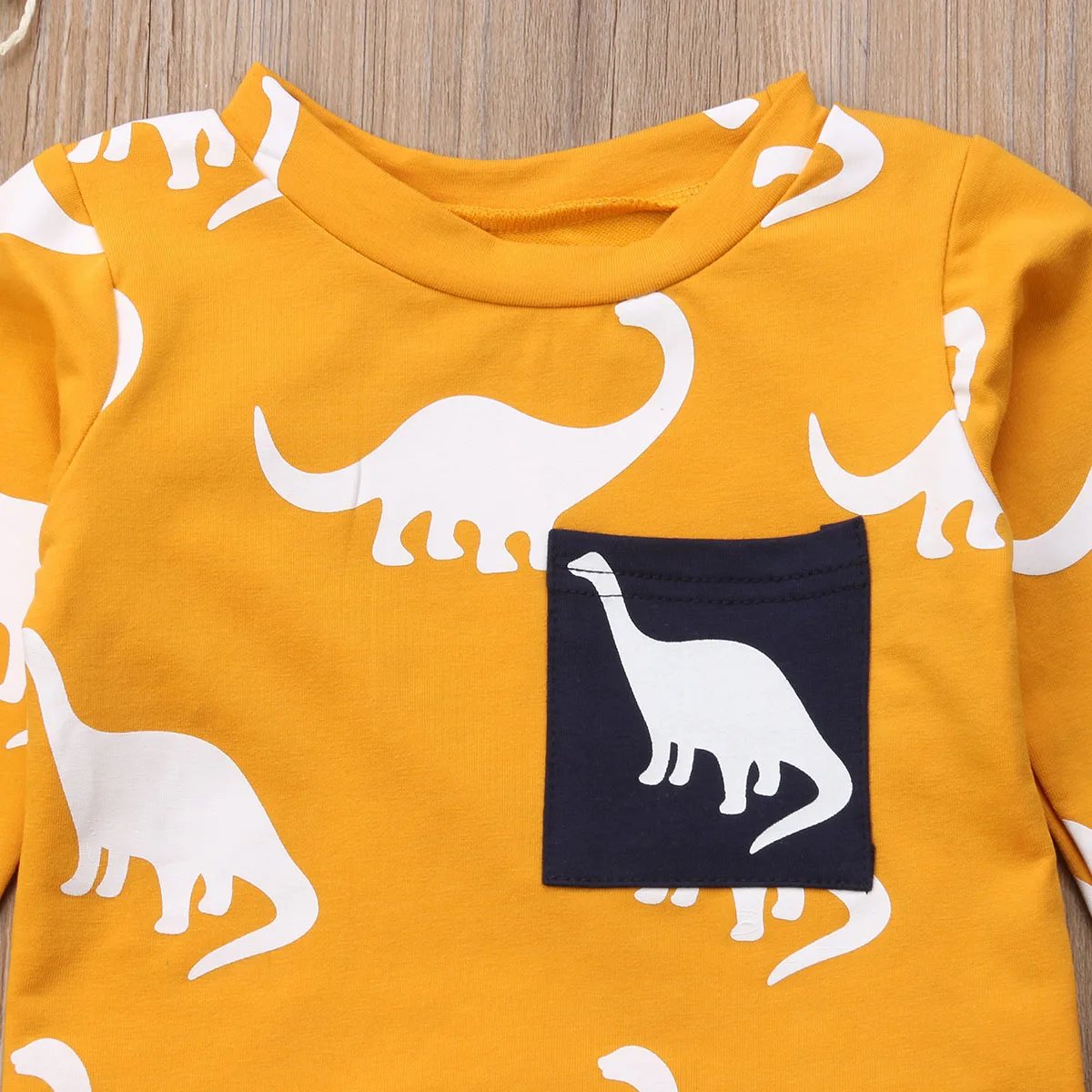 Костюмы для новорожденных милые комплекты одежды с рисунком динозавра для маленьких мальчиков и девочек Детские хлопковые топы+ штаны, комплекты одежды из 2 предметов