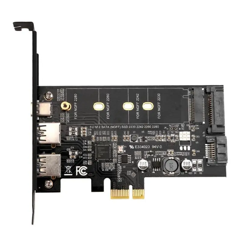 

Dual USB3.0 Ports one Type-c port M.2 Adapter M2 SSD SATA B Key to PCI-e 3.0 Expansion Card For 2280 2260 2242 2230 SATA NGFF