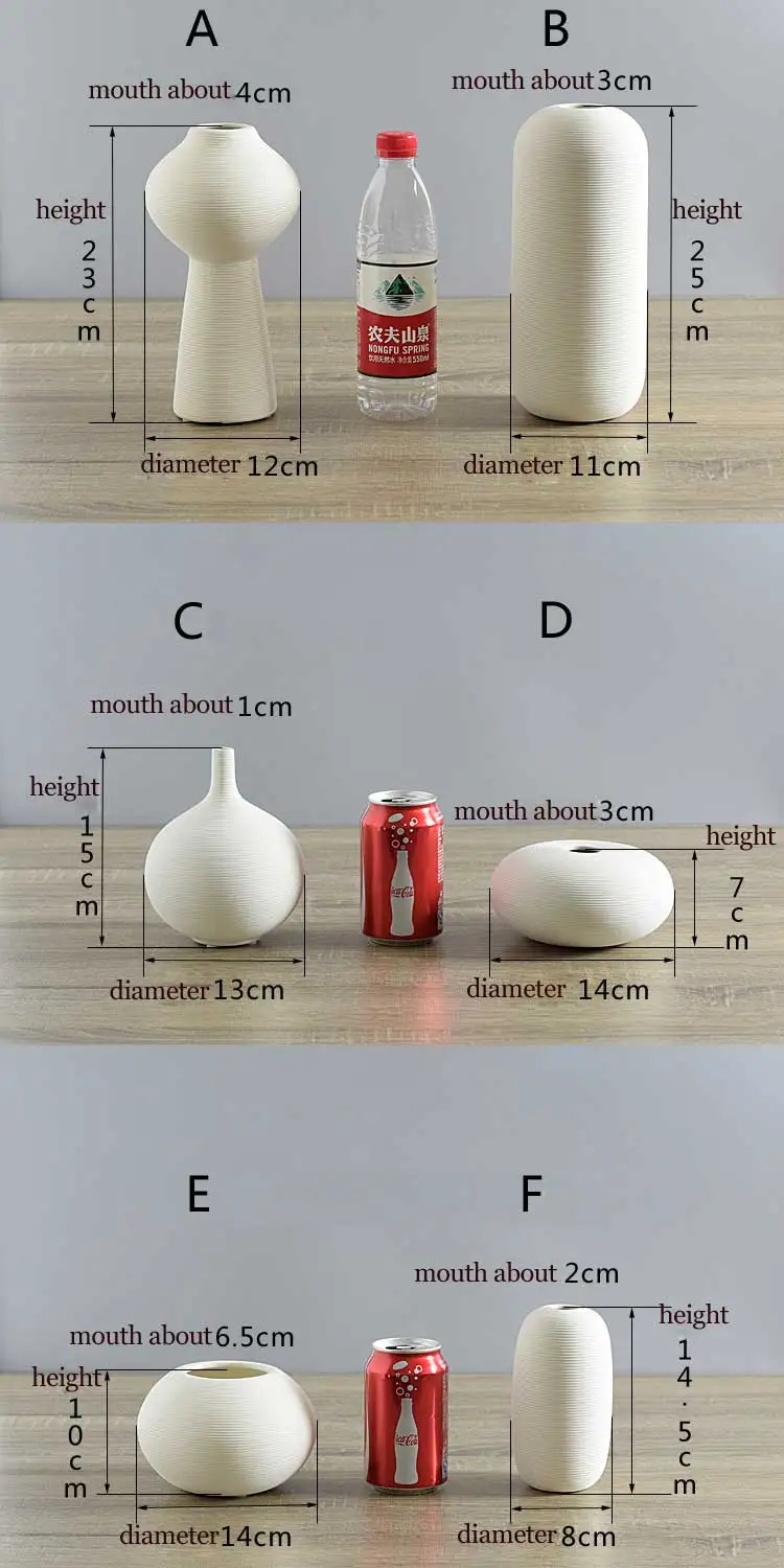 Керамическая ваза, ваза для цветов для дома, фурнитура с моделью, декор для комнаты, стильная ваза для сухих ясеней, 5 форм, 3 цвета S