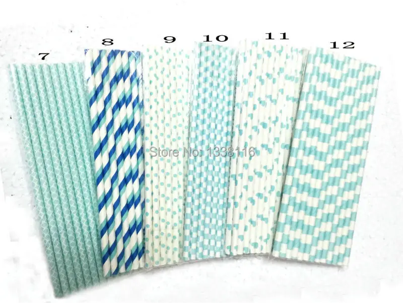 Соломинки бумажные светло голубые для детского праздника 25 шт.|straws blue|straws for