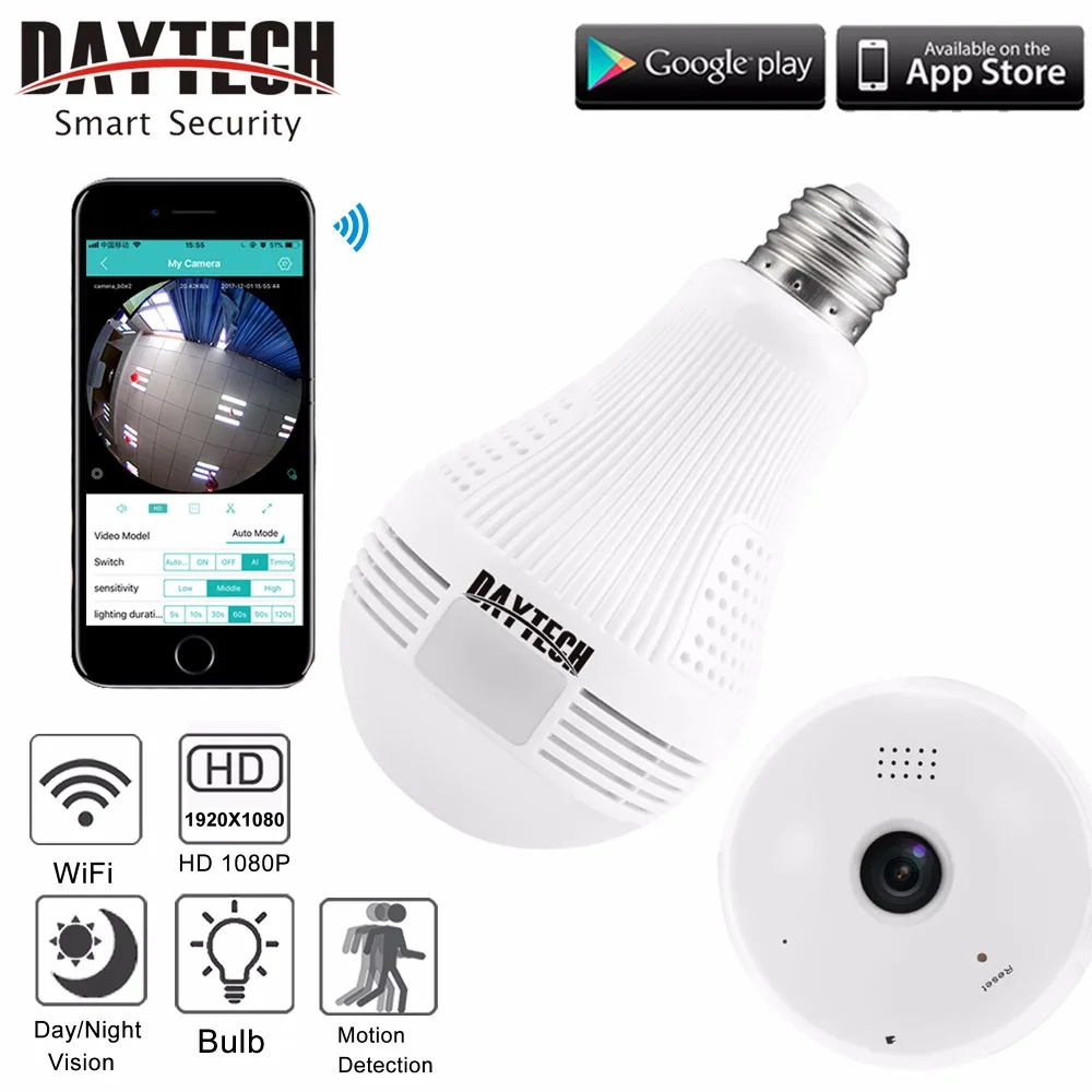 Камера видеонаблюдения DAYTECH беспроводная IP камера Wi Fi HD 1080P ночное видение рыбий