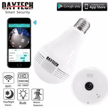 DAYTECH Wireless IP Camera Wifi Home Security Camera HD 1080P Surveillance Camera Night Vision Fisheye Baby Monitor Camera Bulb