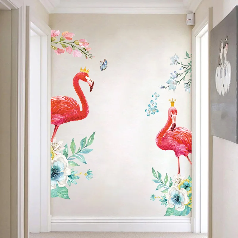 flamingos wall sticker wardrobe window bedroom bedroom room background
