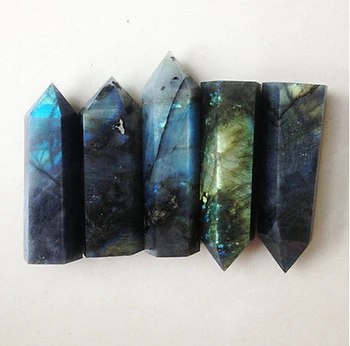 

5PCS Natural beautiful labradorite QUARTZ CRYSTAL WAND POINT HEALING