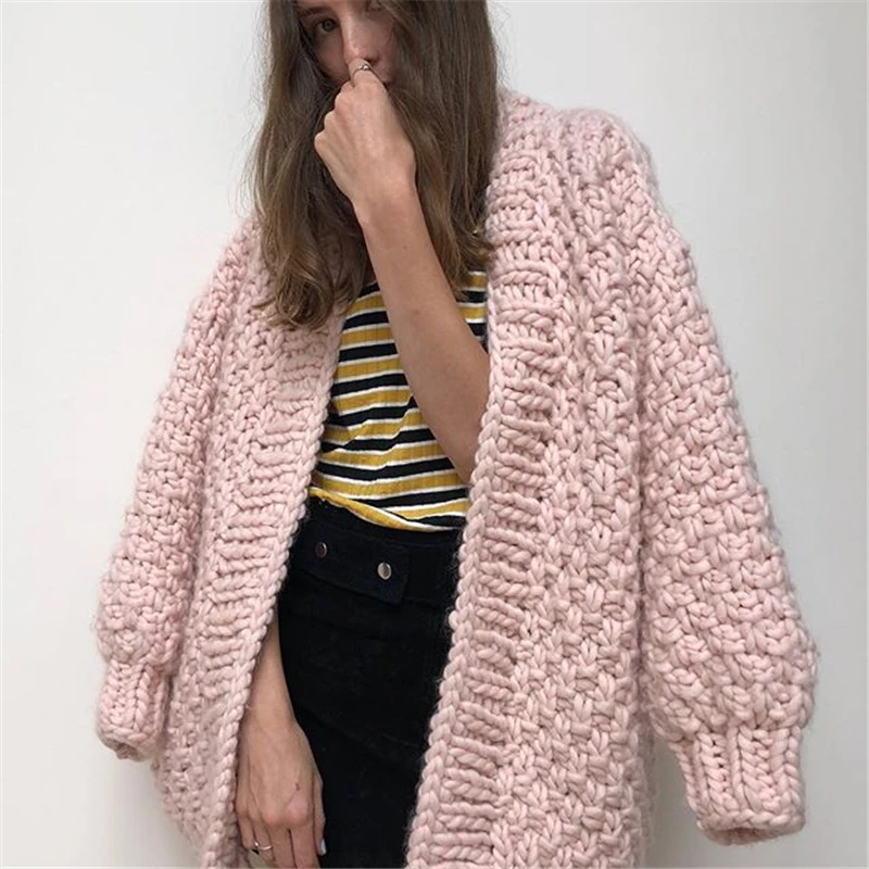 

100% Merino wool sweaters fashion 2018 oversized knitted winter women coat