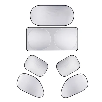 

6pcs Car Cover Sunshade AUTO Protection Silver Sun Visor Front Rear Windshield Side Window Suit For All Cars