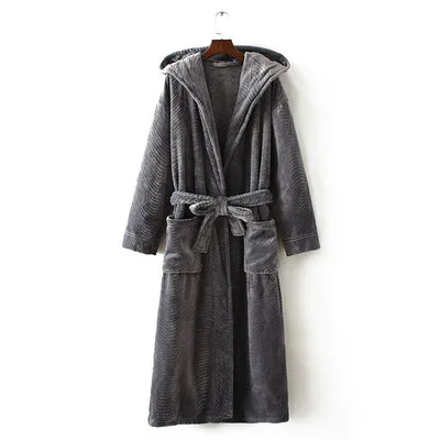 Зимний утолщенный теплый фланелевый Халат с капюшоном, мужской халат, банный халат из кораллового флиса, Мужская одежда для сна, ночная рубашка, кимоно, Homme