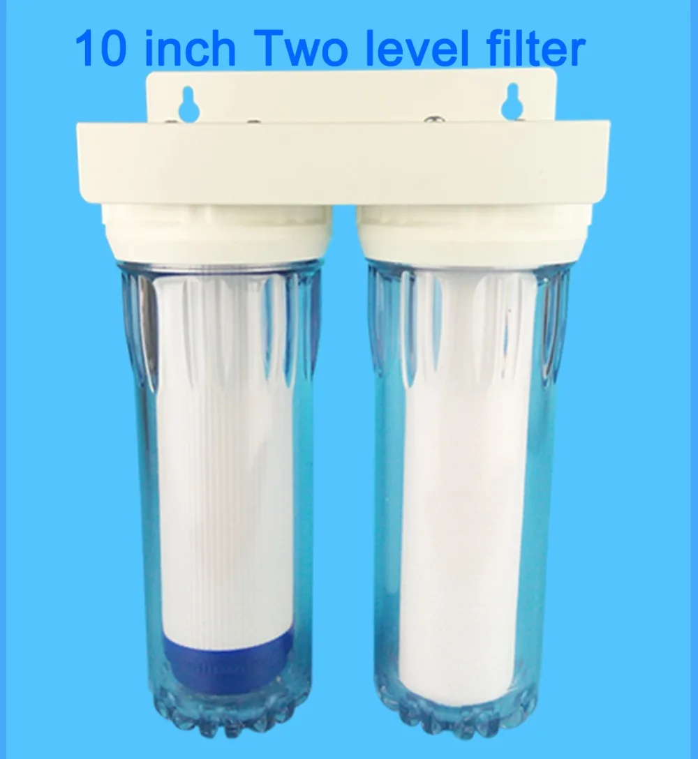 Прозрачный 10 дюймов два рычага фильтр для воды 1/" onnection(15 мм труба) очиститель воды 2 этапа бытовой предфильтр с PPF+ UDF