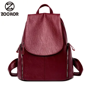 

Women Backpack high quality PU Leather Fashion school Backpacks Female Feminine Casual Large Capacity Vintage Shoulder Bags
