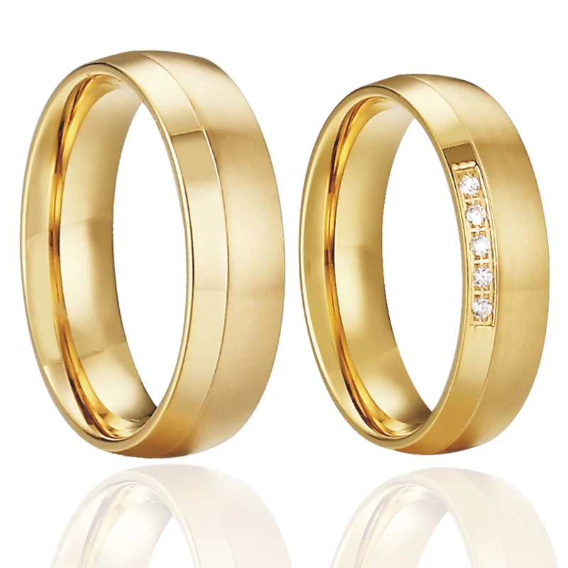 Gold color Alliances engagement Wedding Rings pair lovers ladies women's Couple rings set anel anillos bijoux YR043 (1)