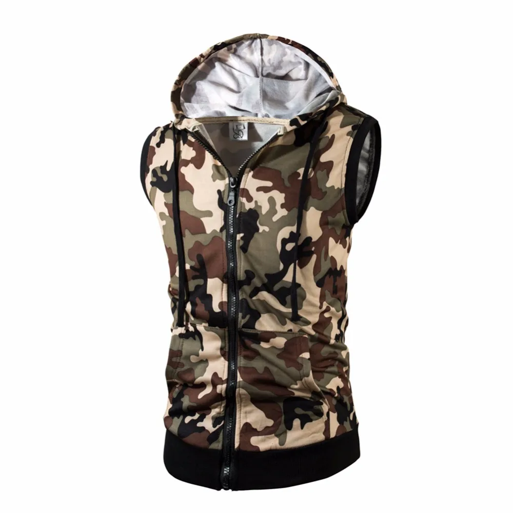 

Dreamskull Men's Camouflage Hoodie Vest Sleeveless Casual Tank Tops