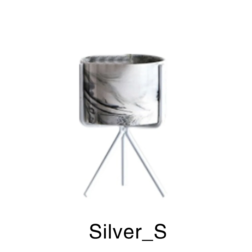 Домашняя настольная ваза цветочный горшок нордический Минимализм стиль мраморный узор с вазой керамика Железный художественный Декор настольное растение бонсай ваза - Цвет: Silver S