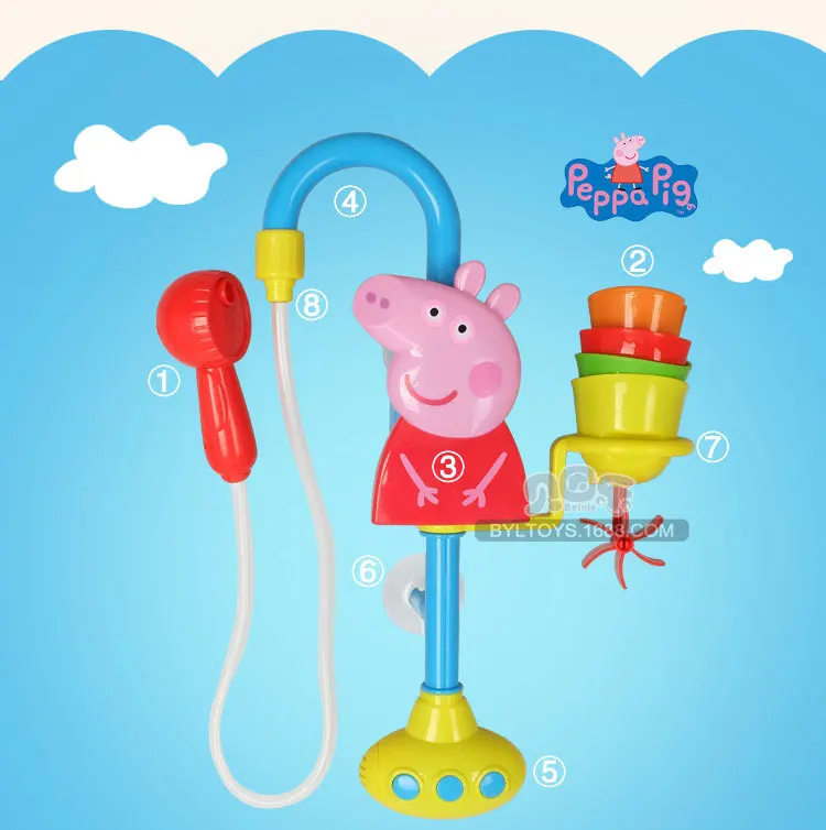 Peppa pig игрушка для купания peggy водный спрей Электрический Душ Розовая Свинья детский душ игра вода детский душ игры Детский Набор для ванны