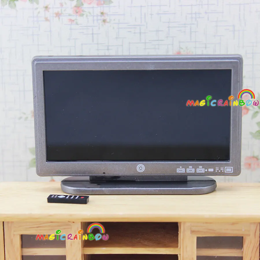 Мини-модель ТВ-Телевизор с пультом дистанционного управления макеты кукольного домика 1:12