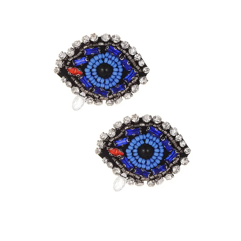 

ZHINI handmade Eye Blue Dangle earrings for women Rhinestone Vintage Cute korean Crystal Drop earring for girl christmas gift