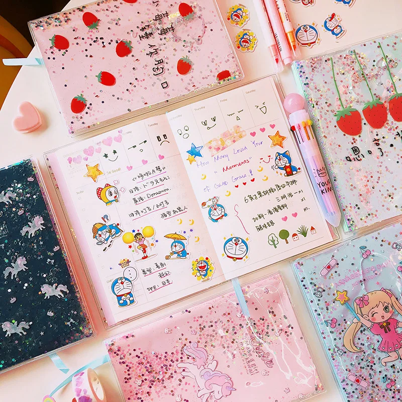 

Cartoon Lovely Notebook Notepad Girl Heart Diary Notebook Schedule Plan Student Hand The Books Woman