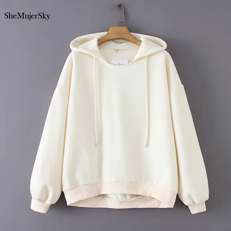 

SheMujerSky White Sweatshirt Women Hoodies Loose Warm Oversized Hoodie Winter Coat Women sudaderas