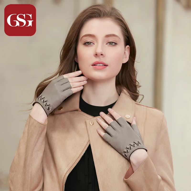 Женские плетеные перчатки из овечьей кожи без пальцев|leather gloves women|driving glovesfashion