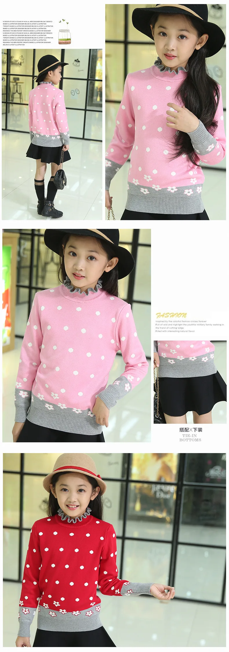 Детская одежда для девочек свитер вязать Наборы для ухода за кожей новые зимние корейские плотная одежда для детей Костюмы Красный