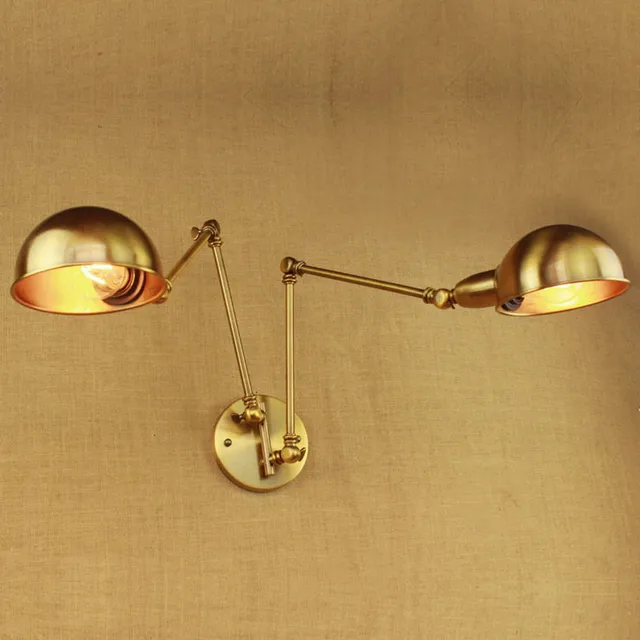 Design Luxury Vintage Br Gold Double Head Swing Arm Edison Wall Design Luxury Vintage Br Gold Double Head Swing Arm Edison Wall Lamp E27 Led Adjule Metal Light Fixtures For Bedroom