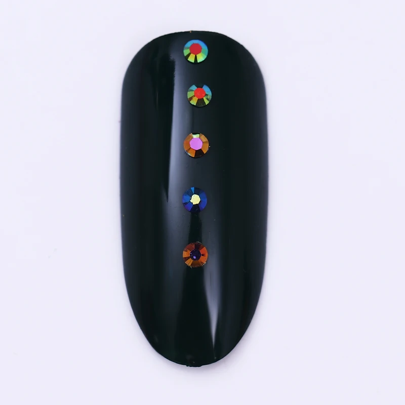 1 коробка, Черные Блестящие Стразы для ногтей, 3D украшения для дизайна ногтей в колесиках, плоское дно для маникюра, аксессуары для дизайна ногтей