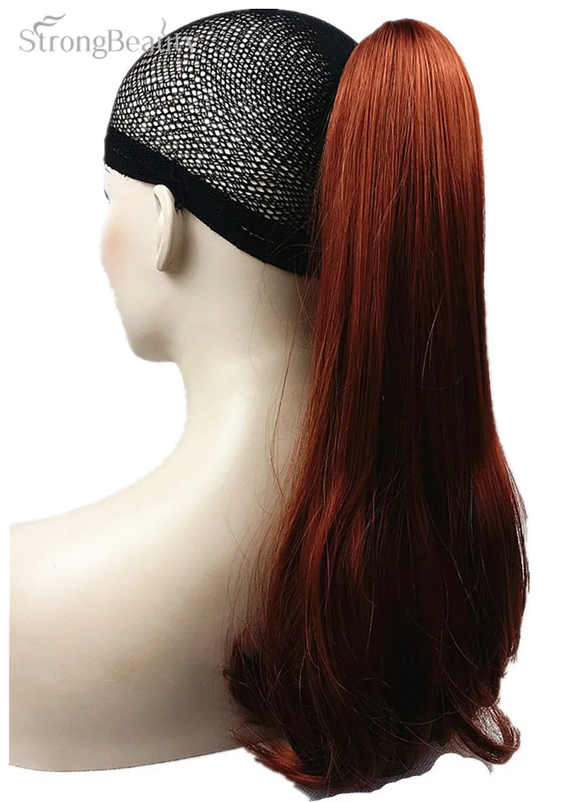 StrongBeauty 45cm Synthetic Long Ponytail Clip In Pony Tail Hair Extension Clip On Hair Piece Straight Style 17 Color