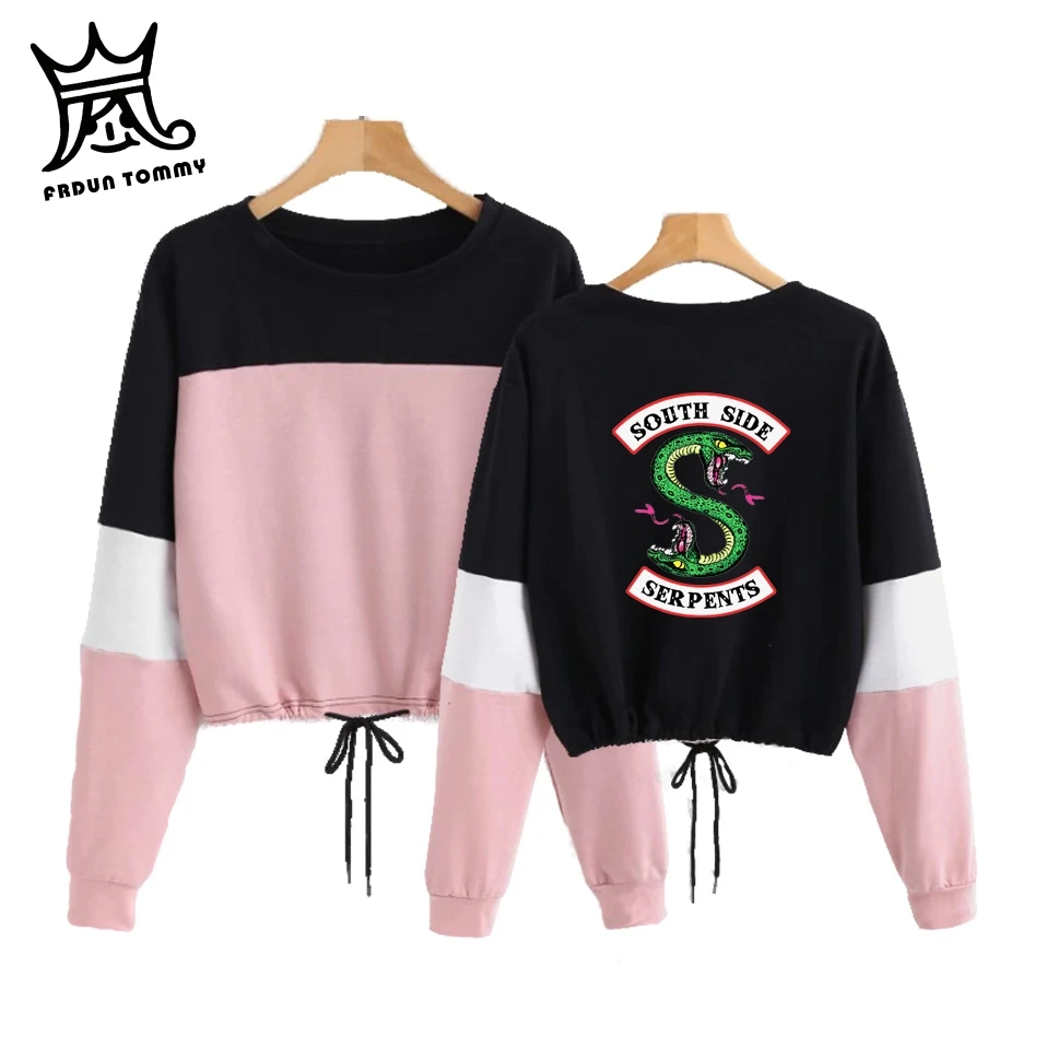 

FRDUN TOMMY 2019 Fshion NEW RIVERDALE Color matching wild bow long sleeve round neck Sweatshirt women's clothing HIP HOP STYLE