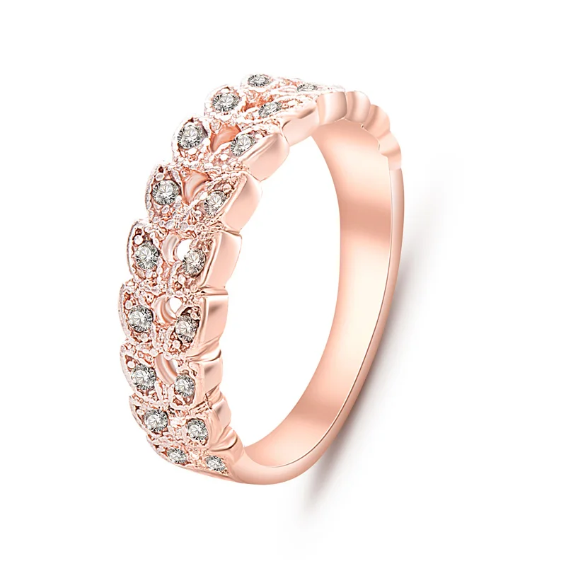 

Top Quality Gold Concise Classical CZ Crystal Wedding Ring Rose Gold Color Austrian Crystals Wholesale