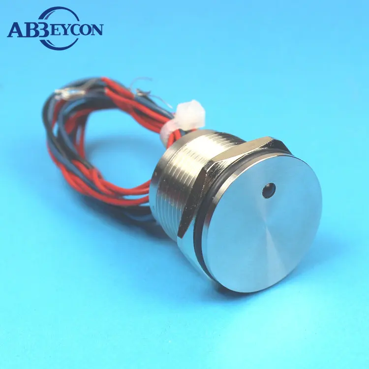 Abbeycon 2A/3A/5A 19 мм RGB точечный светодиодный Iluminated с фиксацией 5 В/12 В/24 В с плоской головкой Водонепроницаемый проводной Серебряный IP68 сенсорный пьезо-переключатель