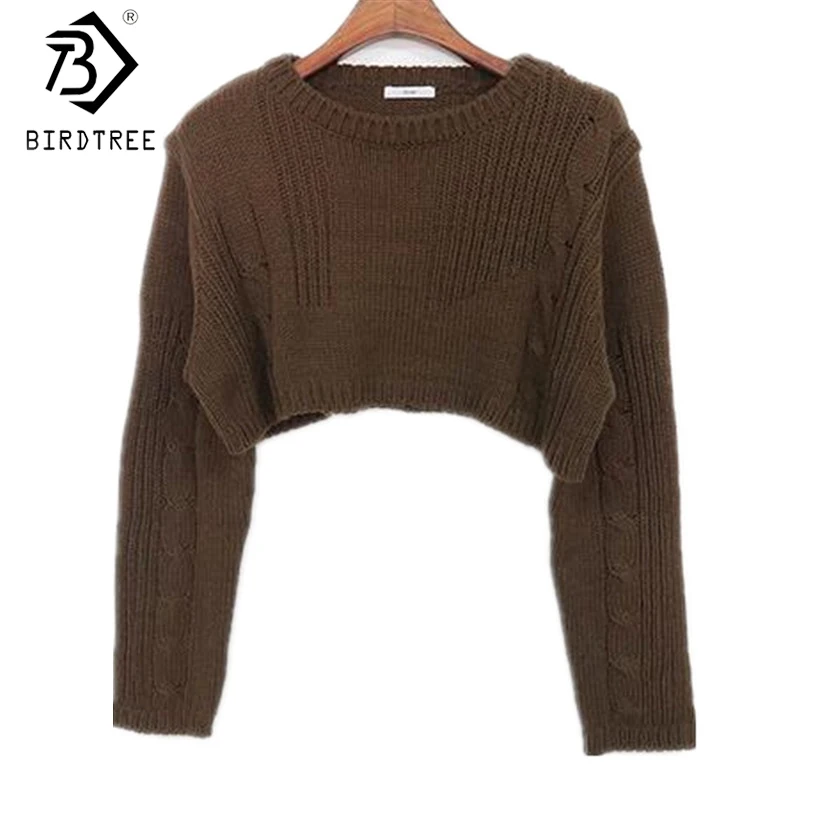 

2017 New Fashion Fall Women Sexy Cropped Sweater For Girl Europe and America Pullovers Knitted O-Neck Black Soft Top Hot C7O412A