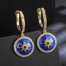 Новые творческие звезды диск серьги Мода Уникальный Полный AAA циркон для женщин ZK40