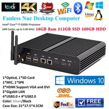 Безвентиляторный Slim PC Computador Intel Core i7 i5 5500U 5250U Iris6100 Mini PC Windows 16 ГБ RAM 512 ГБ SSD 500 ГБ HDD 4 К Mini-ITX HTPC