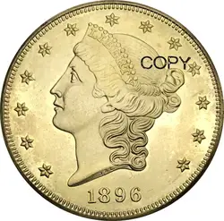 Соединенные Штаты 1896 s 20 долларов Liberty Head двойной Орел с девиз двадцать долларов латунь металл копия монеты