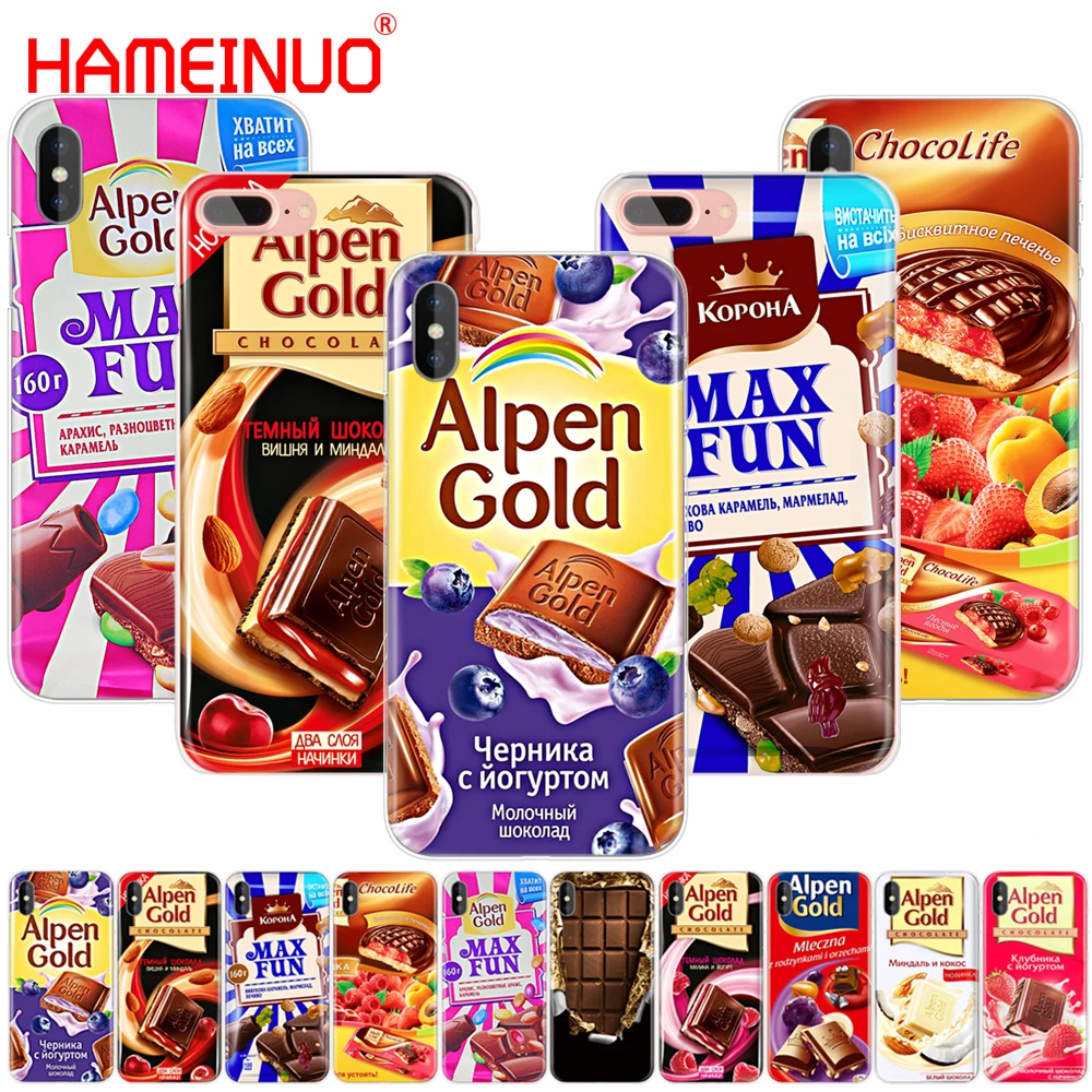 

HAMEINUO chocolate food package russian cell phone Cover case for iphone 6 4 4s 5 5s SE 5c 6 6s 7 plus case for iphone X 8