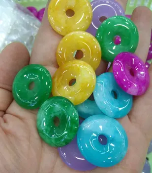 

10pcs Rainbow Jade Pendant Chinese Jade Round Disc Donut "Pi" Pendant 25mm(1")--more color select