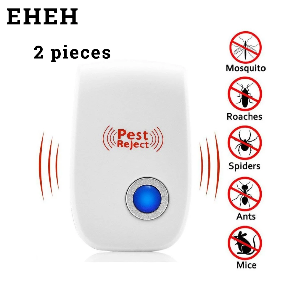 

EHEH 2 PCS Ultrasonic Pest Repeller Electronic Mosquito killer Indoor Repellent Pest Reject US Plug Multi-Purpose Reject Roaches