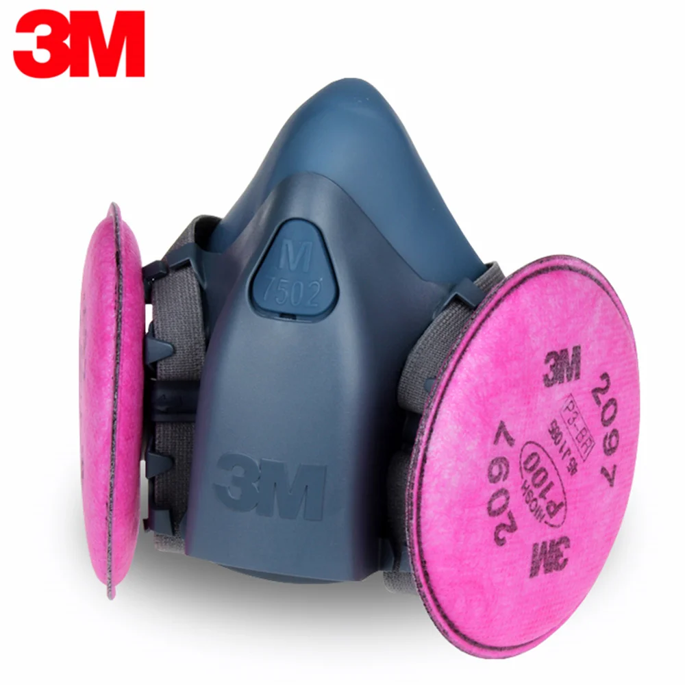 

3M 7502+2097 KP100 Half Facepiece Mask Reusable Respirator P100 Respiratory Protection Nuisance Level Organic Vapor Relief LT025