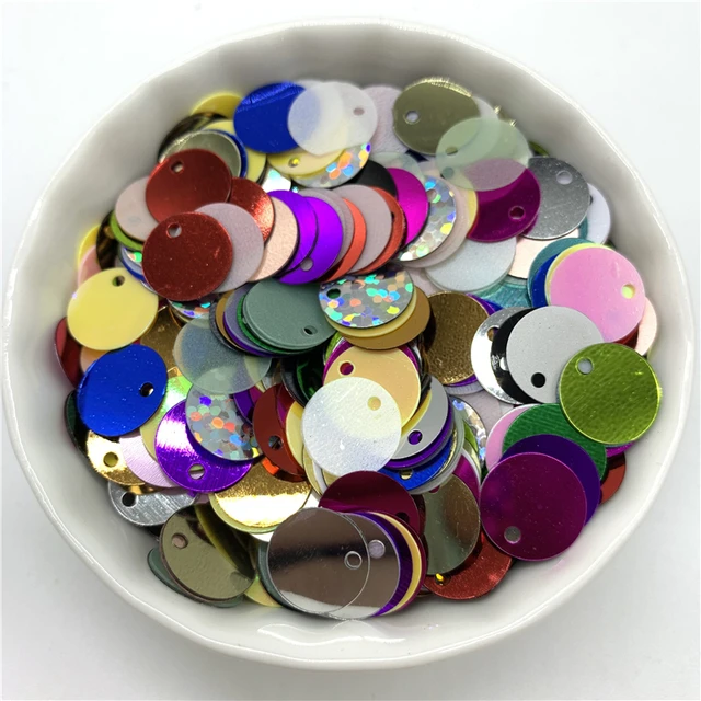 200pcs 25mm Large Sequins 1 Hole PVC Flat Round Loose Sequin Paillettes for  Sewing Craft Decorations 