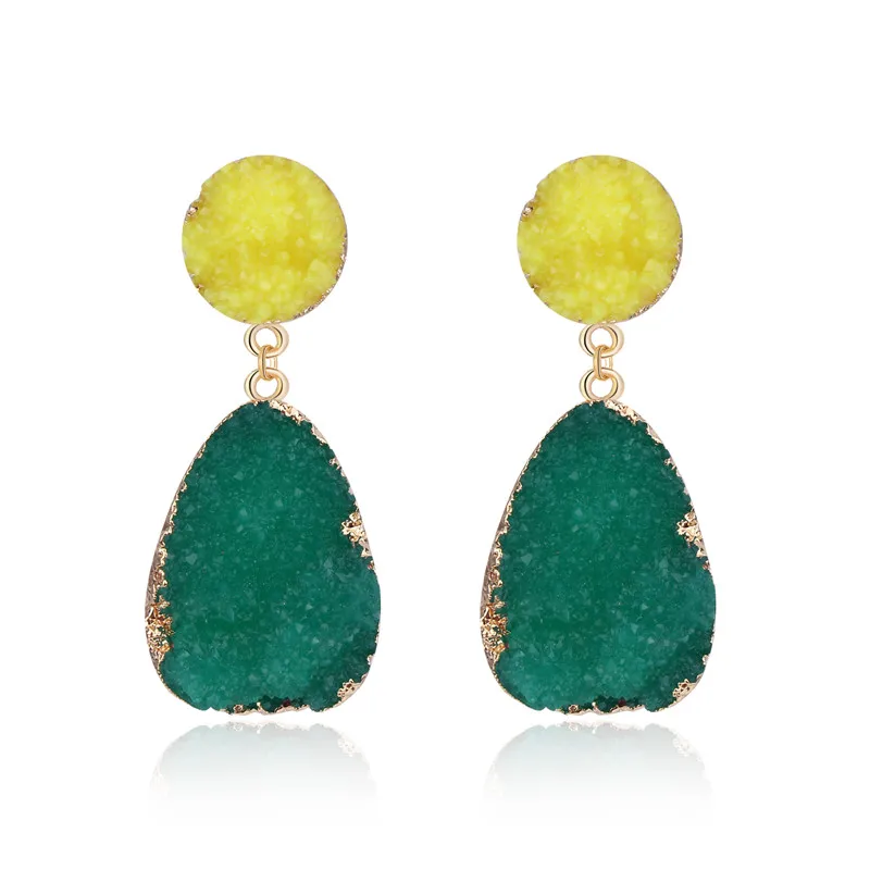 

Dayoff European Resin Large Earrings For Women Jewelry Teardrop Handmade Earrings Fake Earring Long Earring E246