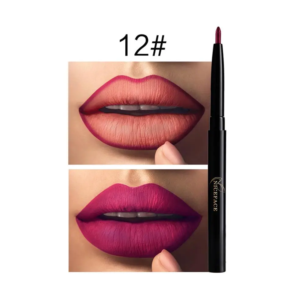 12 NICEFACE Pro 12 цветов матовый карандаш для губ пикантная красная помада водонепроницаемый устойчивый карандаш для губ карандаши полный Красивый Макияж для губ Инструменты - Цвет: 12