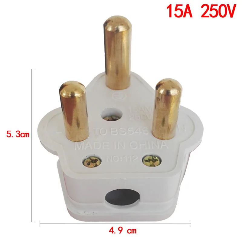 Южная Африка 3 круглых контактный Электрический разъем 5A 15A 250 В AC Мощность адаптер чистый Медь Мощность Plug Съемный разъем 5 шт