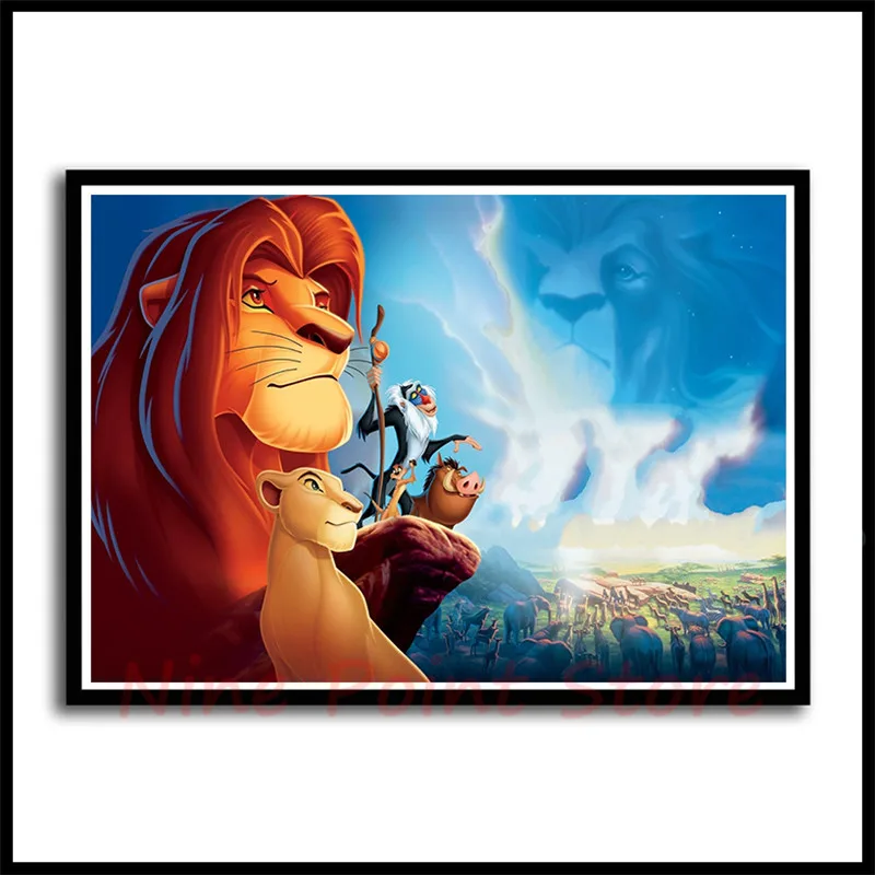 Король Лев животное мультфильм HD фильм мелованная бумага основной постер напечатаны нарисовать обои Висячие картины без рамки бескаркасные - Цвет: Серый