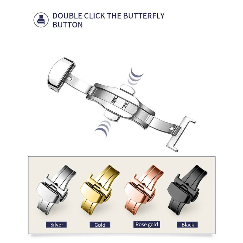 Застежка-бабочка Carouse с двойным кликом из нержавеющей стали, автоматическая застежка для ремешка 10 12 14 16 18 20 22 мм, застежка для часов