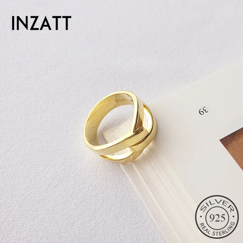 

INZATT Real 925 Sterling Silver Irregular Cross Ring For Charming Women Party Punk Fine Jewelry Minimalist Accessories 2019