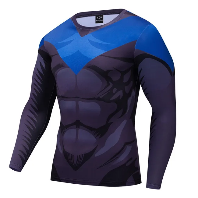 Fitness t men Autumn 3d print compression shirt Long sleeve tops fashion - Цвет: CT040