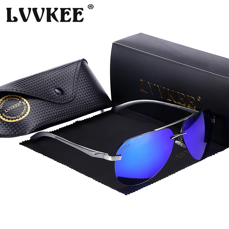 LVVKEE брендовые поляризованные солнцезащитные очки мужские алюминиевые магниевые солнцезащитные очки без оправы для женщин антиvertigo очки с логотипом