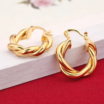

24K Gold Plating Wedding Brass Ear Stud Earrings Fashion Body Jewelry