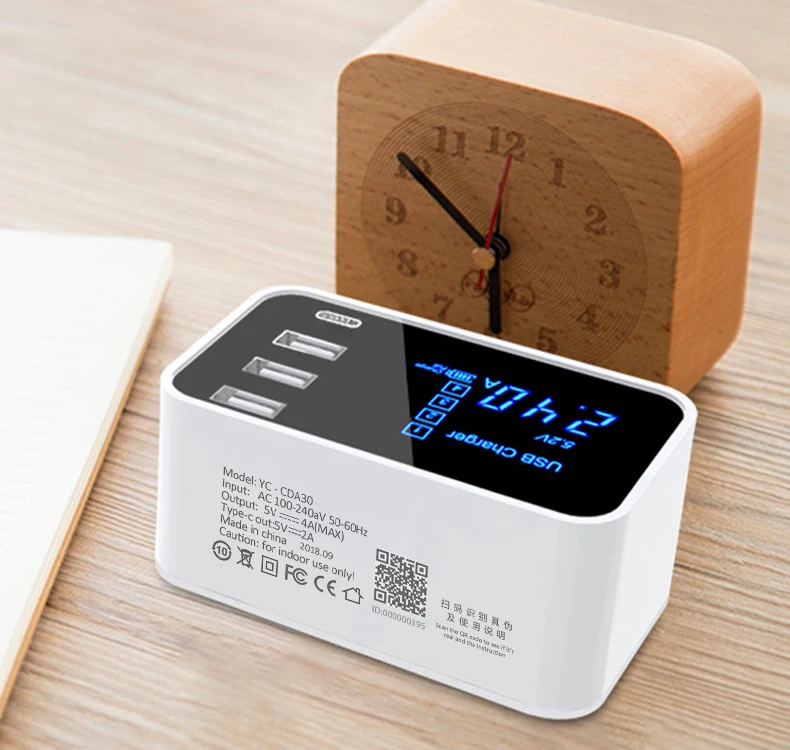 

Quick Charge Type C USB Charger HUB Led Display Wall Charger Fast Mobile Phone Charger For iPhone Samsung USB Adapter EU US Plug