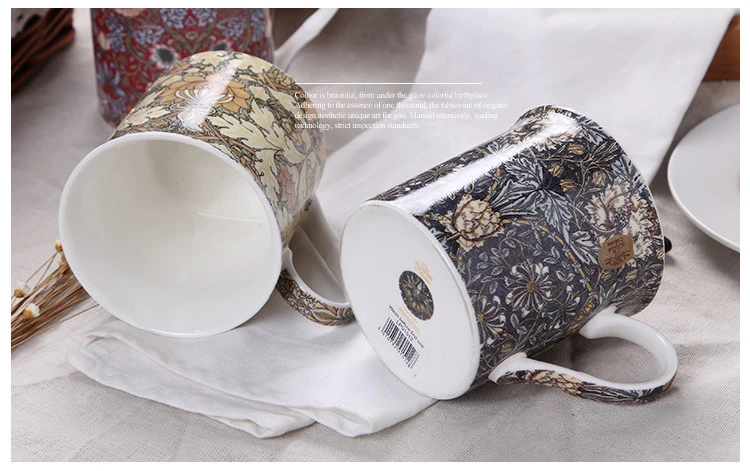 Высококачественная кофейная кружка из костяного фарфора, креативная фарфоровая кофейная чашка, классические чайные чашки британского Вильяма Морриса
