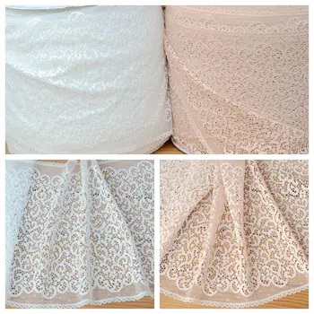 

2M/lot 22 cm wide Exquisite beige white pink micro-elastic lace High-end clothing skirt dress decorative lace SC779